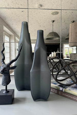 Graphite Angular Glass Vase