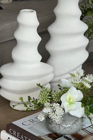 Matt White Contoured Vases (Set of 2)