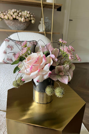 Hellebore, Rose and Platanus in Two Tone Vase