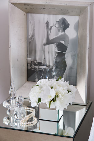 Roses, Orchid and Hydrangea in a Mirror Cube