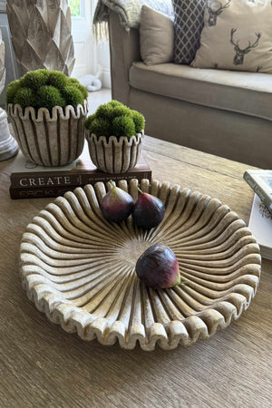 Decorative Ribbed Wavy Stone Platter