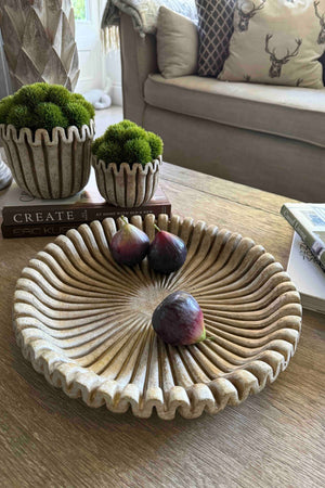 Decorative Ribbed Wavy Stone Platter. Interior decor. Rtfact