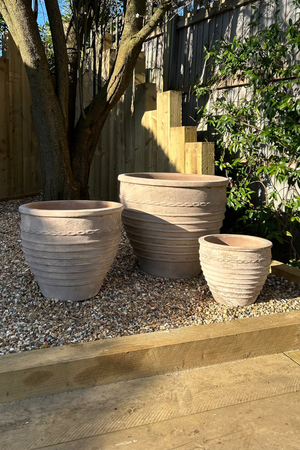 Antique Terracotta Pots with Rib Detail