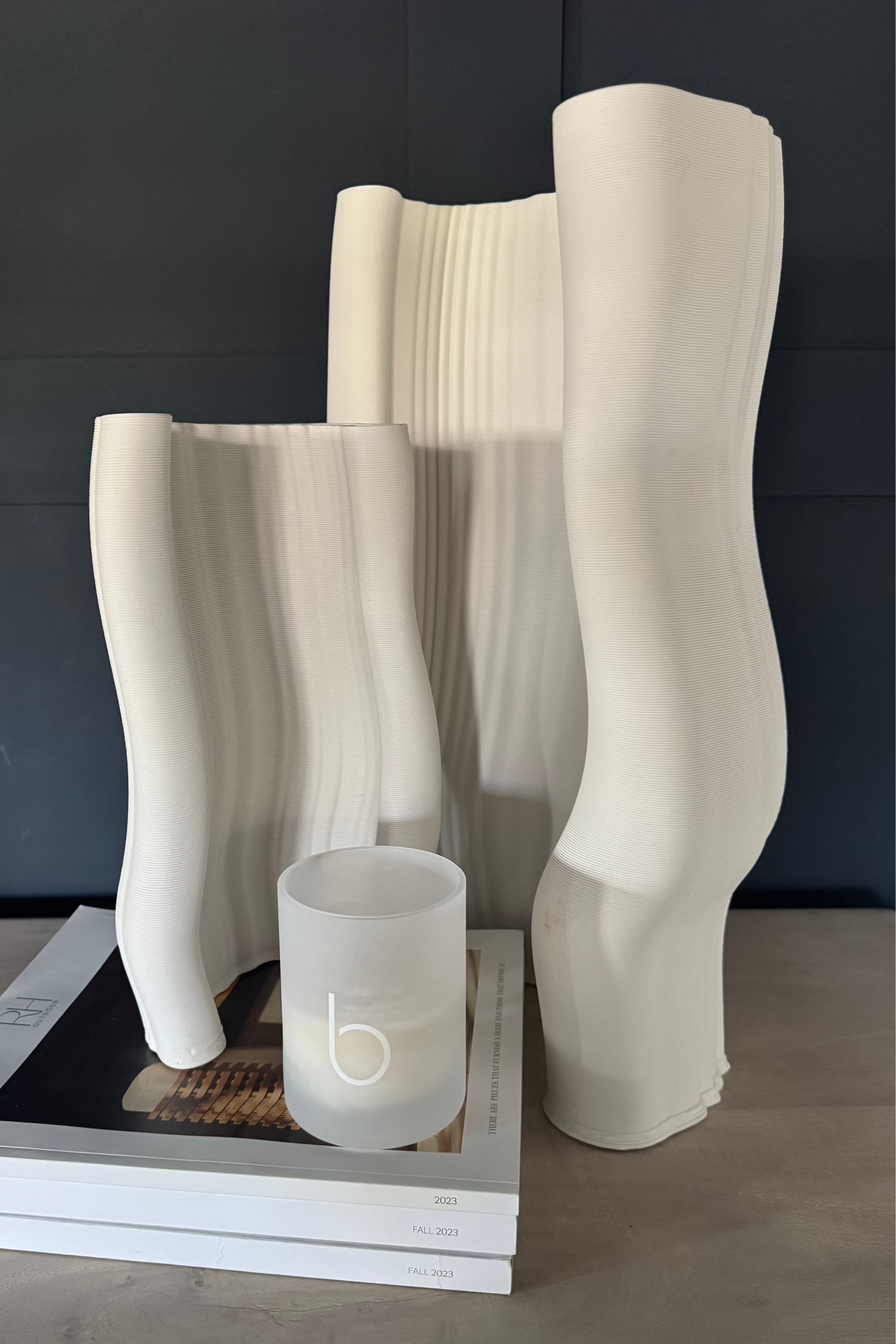 White Ceramic 'Half Moon' Vase - Tall RTfact Flowers 