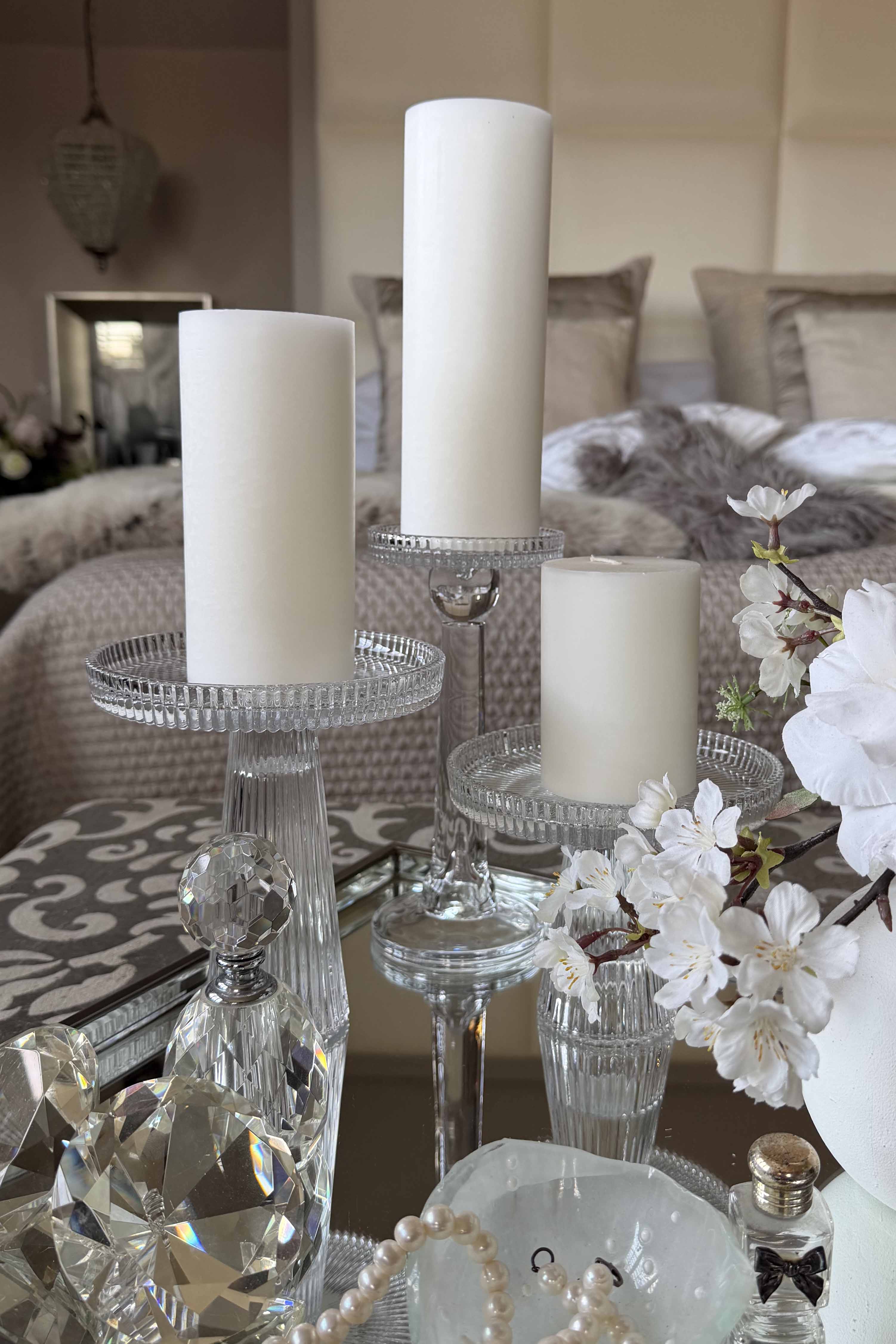 Ribbed Glass Candle Holders (Set of Three) RTfact Flowers 