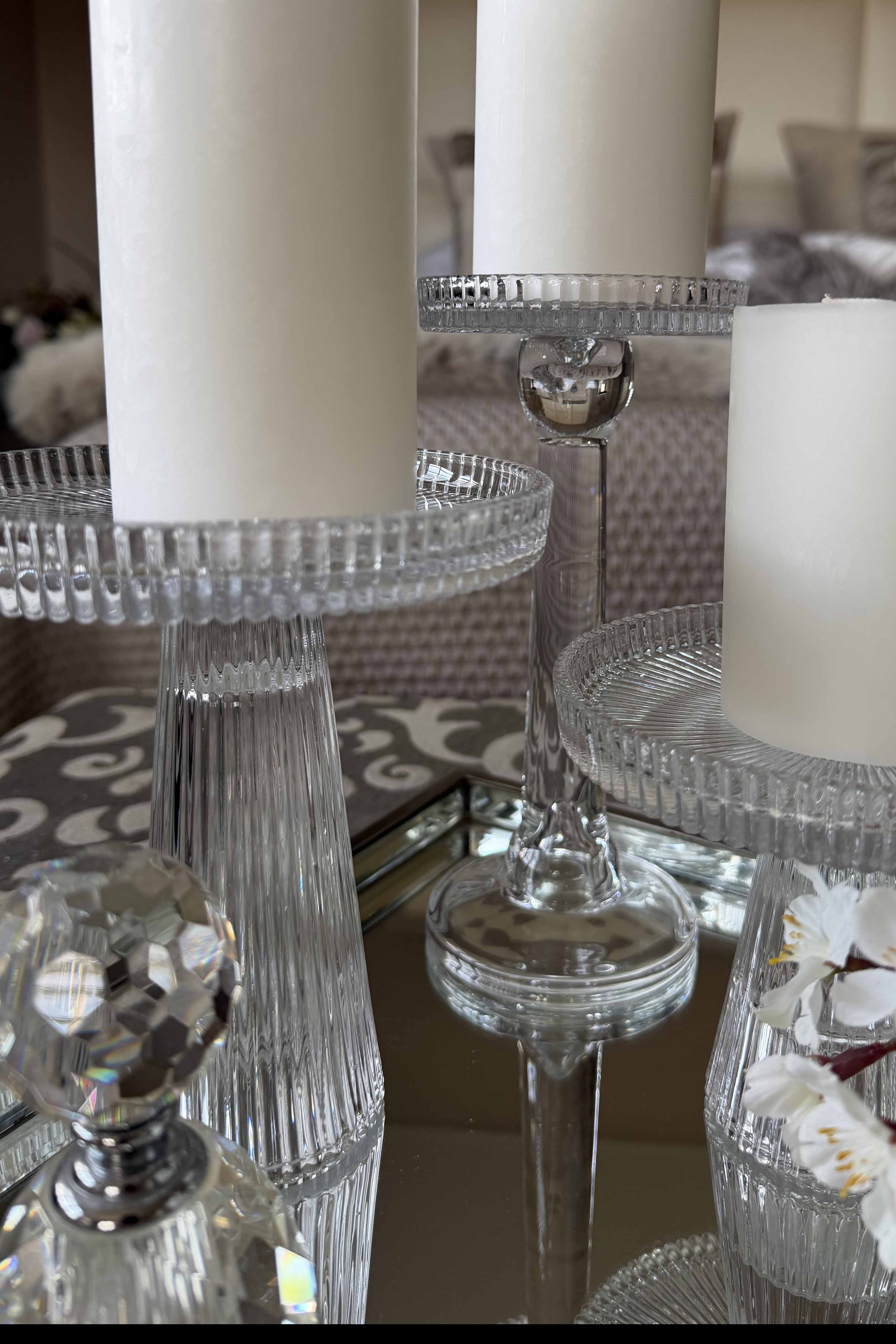 Ribbed Glass Candle Holders (Set of Three) RTfact Flowers 