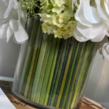 Rose, Hydrangea and Guelder Rose in a Stem Lined Cylinder (White)