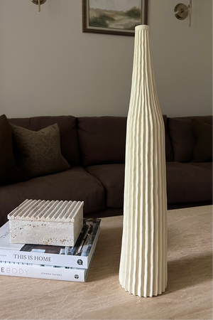 Cream Ridged Vase