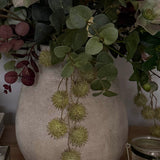 Pittosporum, Roses, Eucalyptus and Platanus in a Handpainted Stone Vase