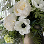 Peony, Nigella, Thistle and Queen Anne's Lace in a Gold Metallic Vase RTfact Flowers 