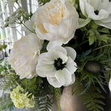 Peony, Nigella, Thistle and Queen Anne's Lace in a Gold Metallic Vase RTfact Flowers 