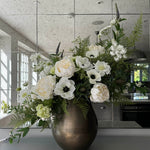 Peony, Nigella, Thistle and Queen Anne's Lace in a Gold Metallic Vase RTfact Flowers 