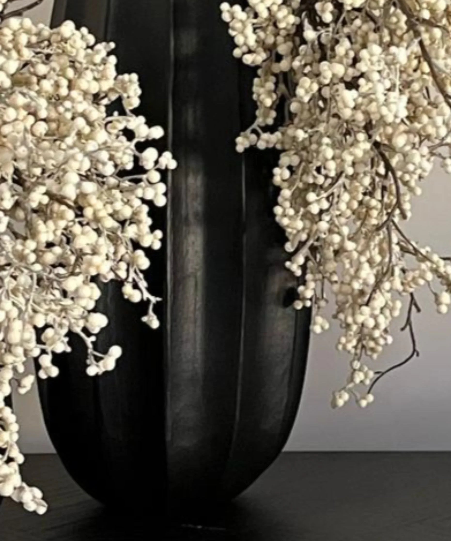 Berries in a Hand painted Glass Vase RTfact Flowers 