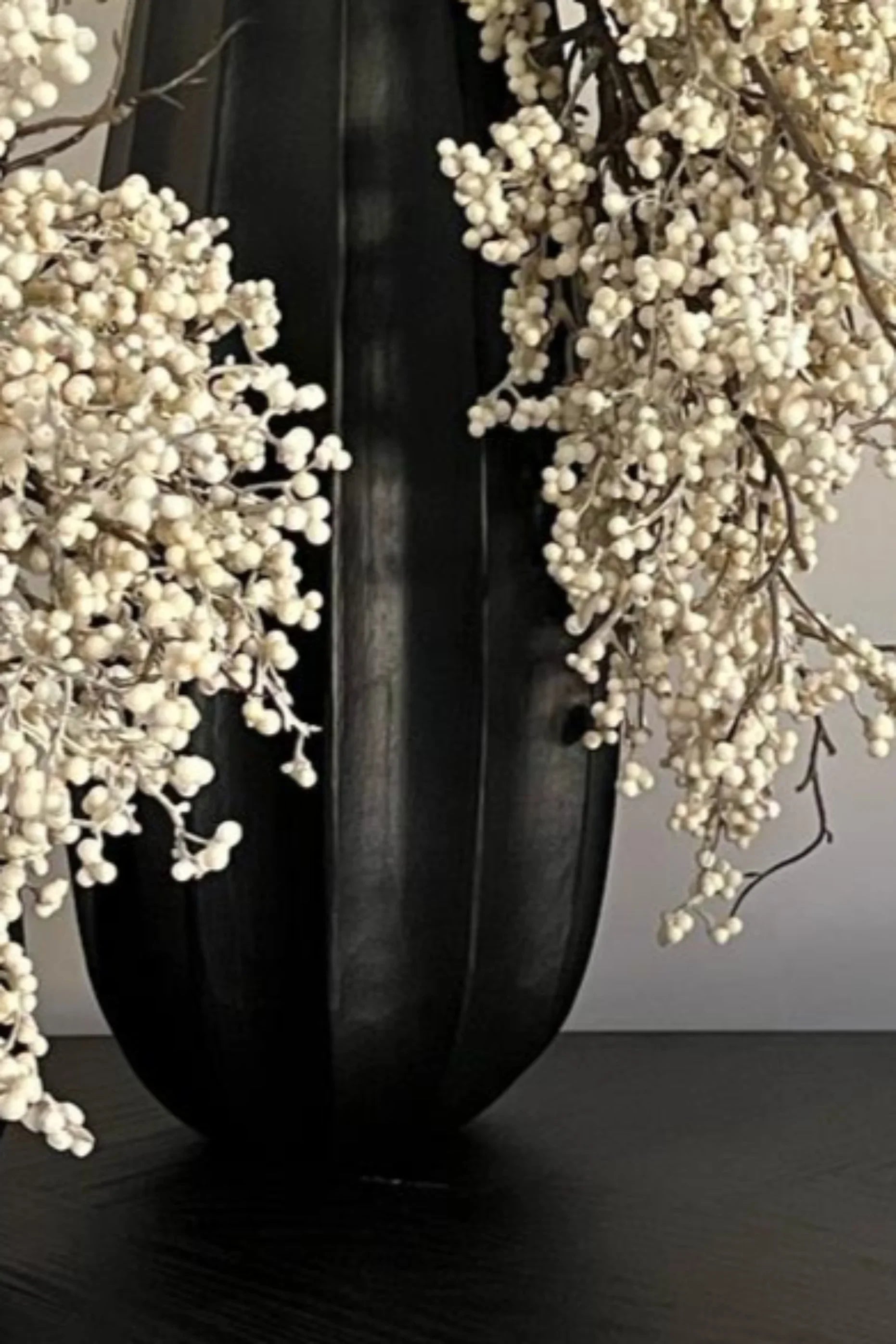 Berries in a Hand painted Glass Vase RTfact Flowers 