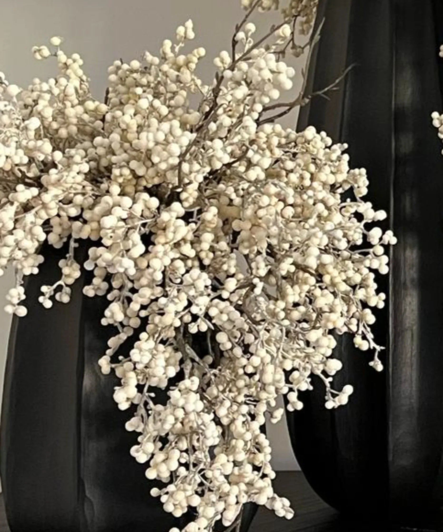 Berries in a Hand painted Glass Vase RTfact Flowers 