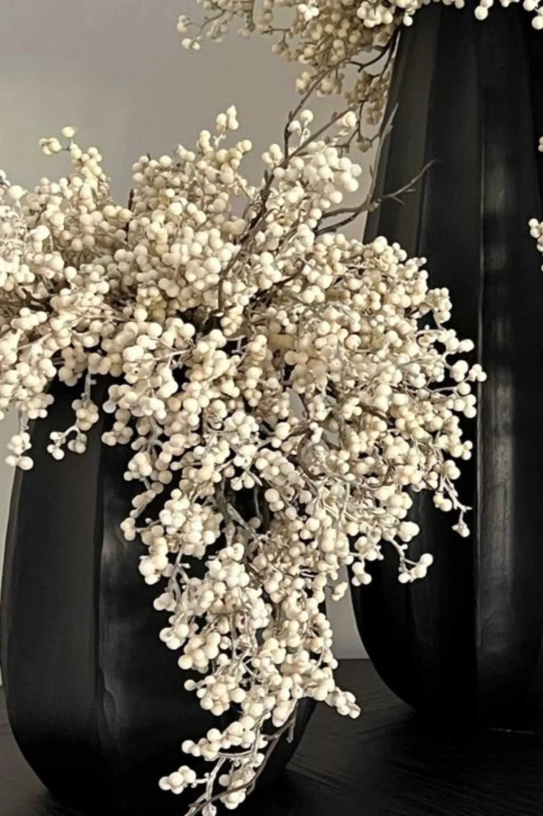 Berries in a Hand painted Glass Vase RTfact Flowers 