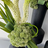 Foxtail Lily and Angelica Stems in Ridged Metal Vases RTfact Flowers 