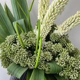 Foxtail Lily and Angelica Stems in Ridged Metal Vases RTfact Flowers 