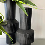 Foxtail Lily and Angelica Stems in Ridged Metal Vases RTfact Flowers 