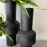 Foxtail Lily and Angelica Stems in Ridged Metal Vases RTfact Flowers 