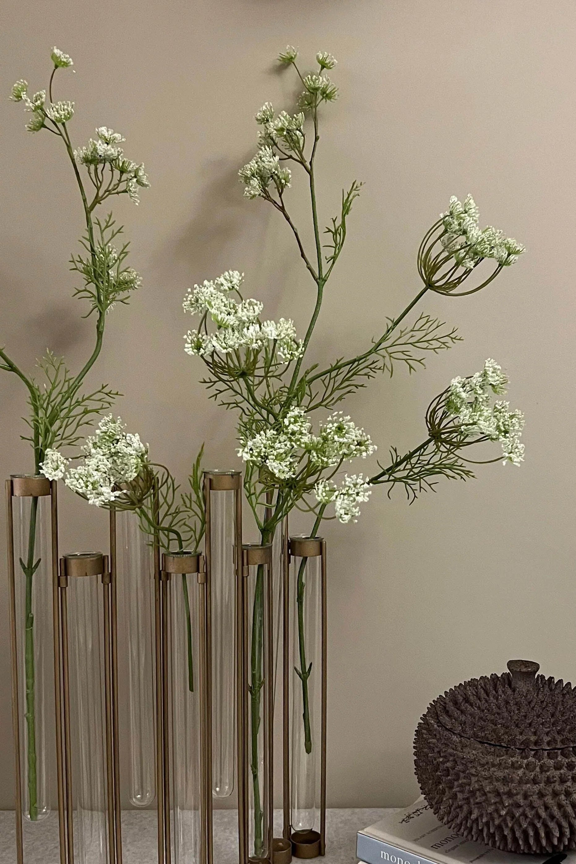 Test Tube Vases with Queen Anne's Lace RTfact Flowers 