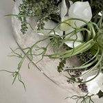 Orchids and Succulents in a Black Stone Boat RTfact Flowers 