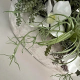 Orchids and Succulents in a Black Stone Boat RTfact Flowers 