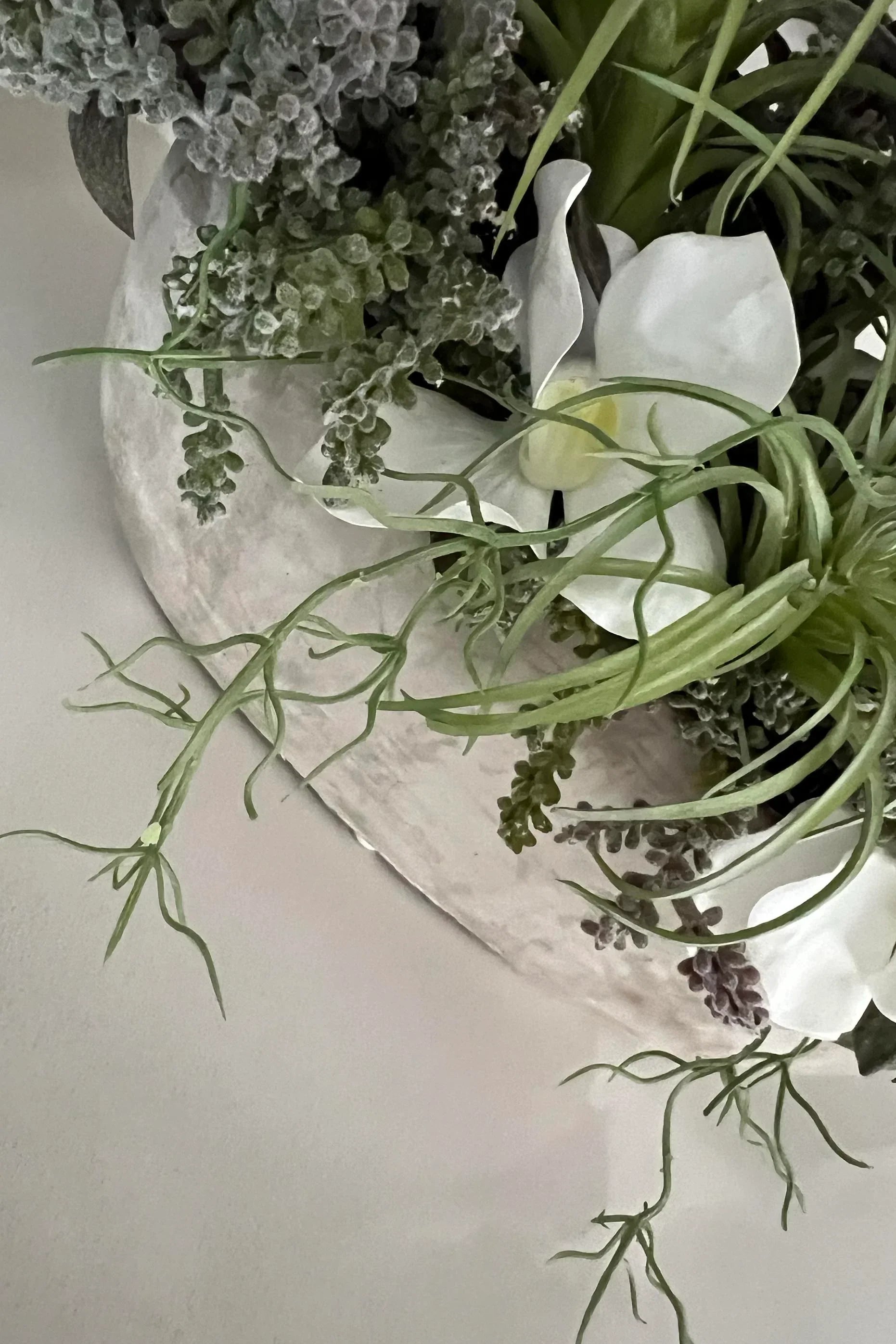 Orchids and Succulents in a Black Stone Boat RTfact Flowers 