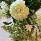 Ranunculus, Sweetpea, Queen Anne's Lace and Lavender in a Stone Vase RTfact Flowers 