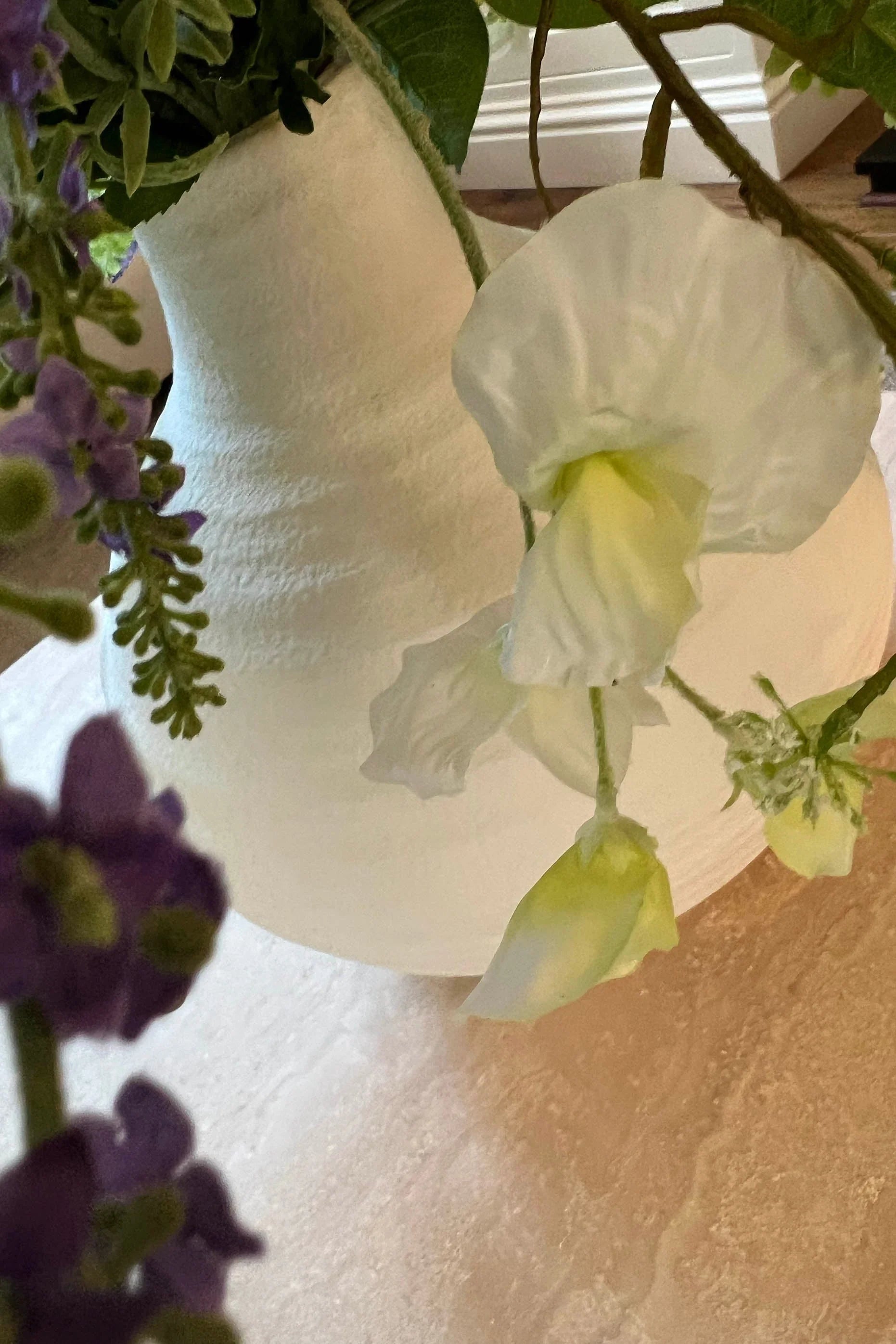 Ranunculus, Sweetpea, Queen Anne's Lace and Lavender in a Stone Vase RTfact Flowers 