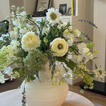 Ranunculus, Sweetpea, Queen Anne's Lace and Lavender in a Stone Vase RTfact Flowers 