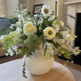 Ranunculus, Sweetpea, Queen Anne's Lace and Lavender in a Stone Vase RTfact Flowers 