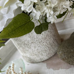 Roses, Ranunculus, Lilac and Fern in a Whitewashed Stone Pot RTfact Flowers 