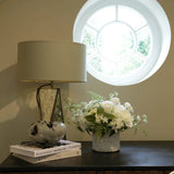 Roses, Ranunculus, Lilac and Fern in a Whitewashed Stone Pot RTfact Flowers 