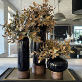 Lappa Bush in Black Glass/ Wood Vase (bulbous) RTfact Flowers 