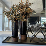 Lappa Bush in Black Glass/ Wood Vase (Tall) RTfact Flowers 