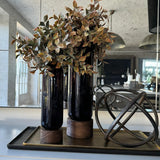 Lappa Bush in Black Glass/ Wood Vase (Tall) RTfact Flowers 