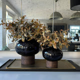 Lappa Bush in Black Glass/ Wood Vase (bulbous) RTfact Flowers 