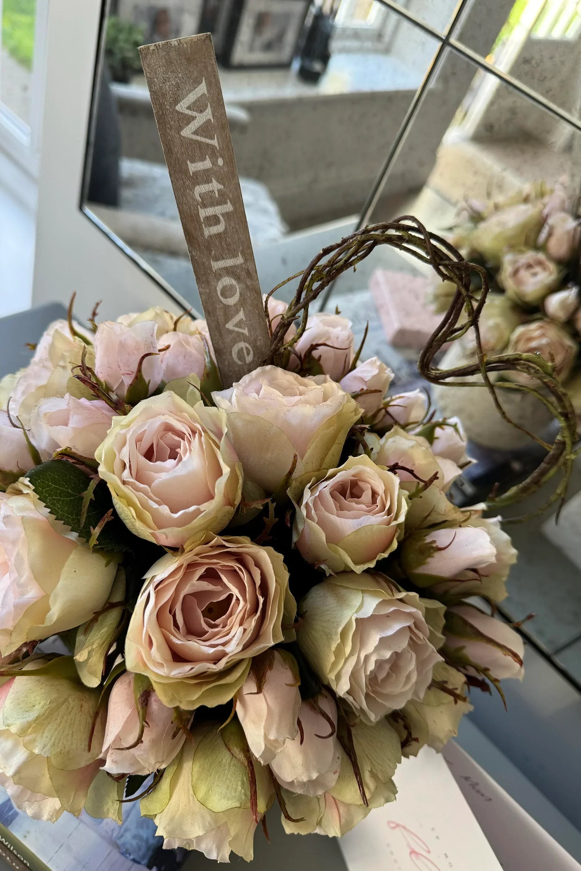 Roses in a Textured Stone Pot RTfact Flowers 