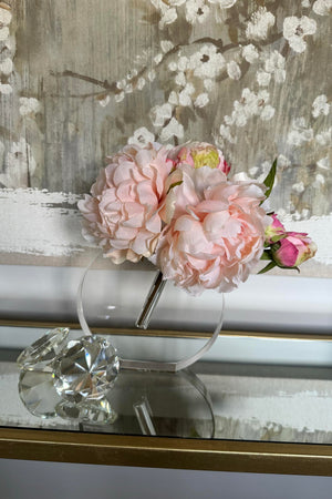 Peony in a Circular Glass Vase