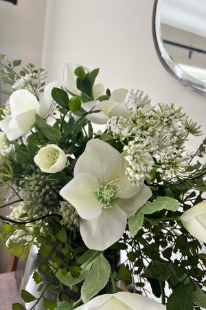 Hellebore, Angelica and Fern in a Glass Vase