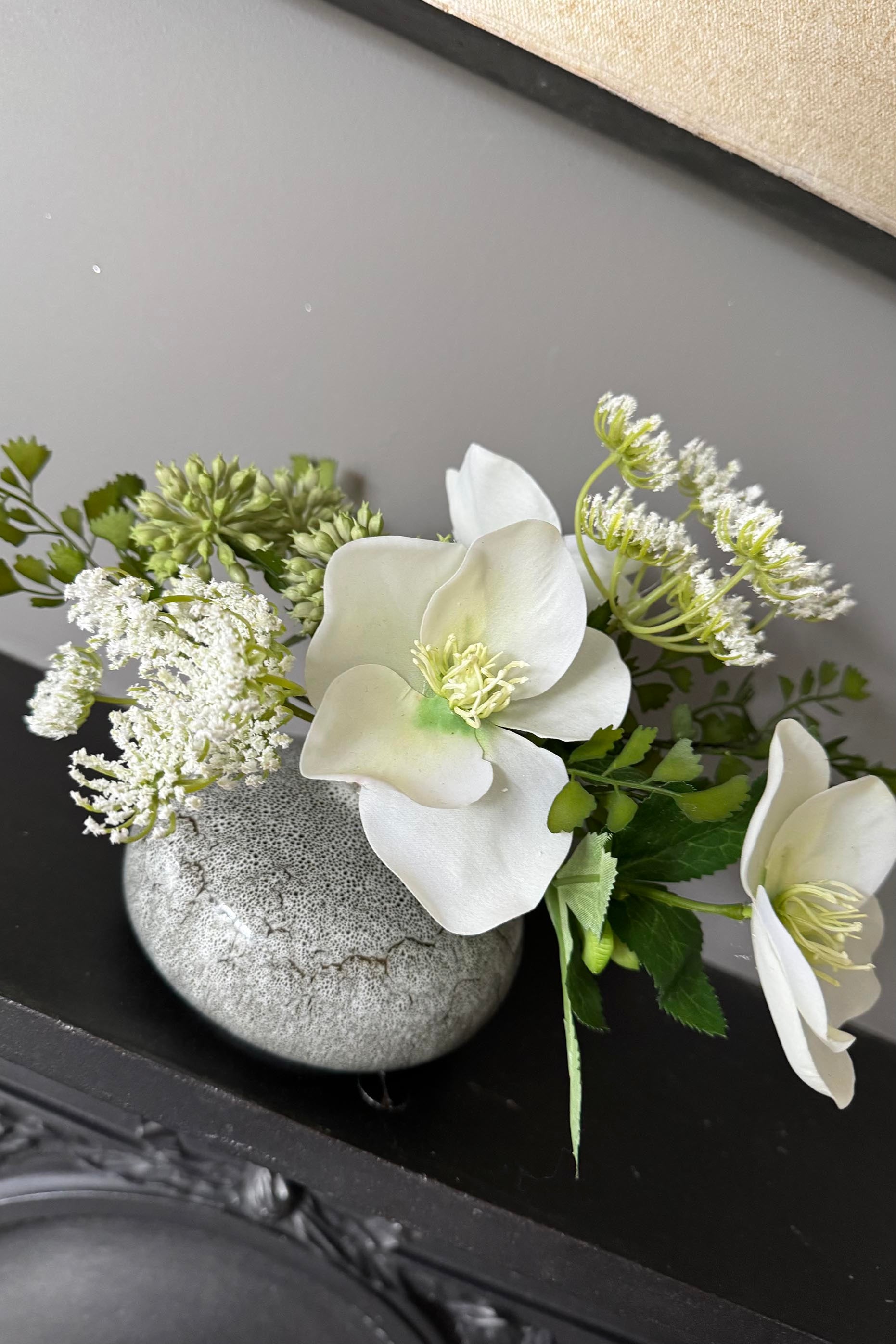 Hellebore and Angelica in a Grey Mottled Vase RTfact Flowers 