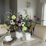 Eucalyptus, Sedum, Anemone and Roses in a Glazed Vase RTfact Flowers 