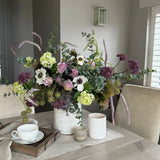 Eucalyptus, Sedum, Anemone and Roses in a Glazed Vase RTfact Flowers 