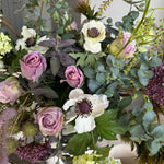 Eucalyptus, Sedum, Anemone and Roses in a Glazed Vase RTfact Flowers 