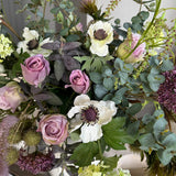 Eucalyptus, Sedum, Anemone and Roses in a Glazed Vase RTfact Flowers 