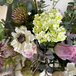 Eucalyptus, Sedum, Anemone and Roses in a Glazed Vase RTfact Flowers 