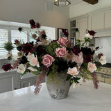 Roses, Scabiosa, Magnolia in a Stone Vase RTfact Flowers 