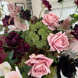 Roses, Scabiosa, Magnolia in a Stone Vase RTfact Flowers 