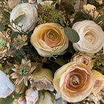 Ranunculus, Lappa Bush and Roses in a Stone Vase RTfact Flowers 